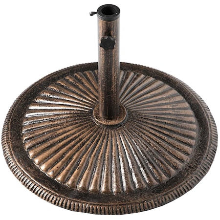Gardenised Outdoor Antique Cast Iron Umbrella base Holder, 49 lbs Bronze Large QI003818
